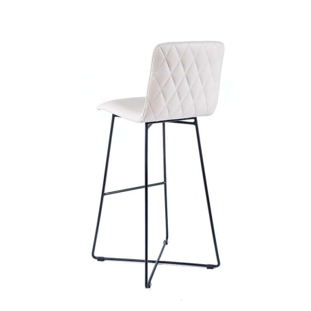 Tabouret design blanc avec pieds filaires en métal noir - Plaza