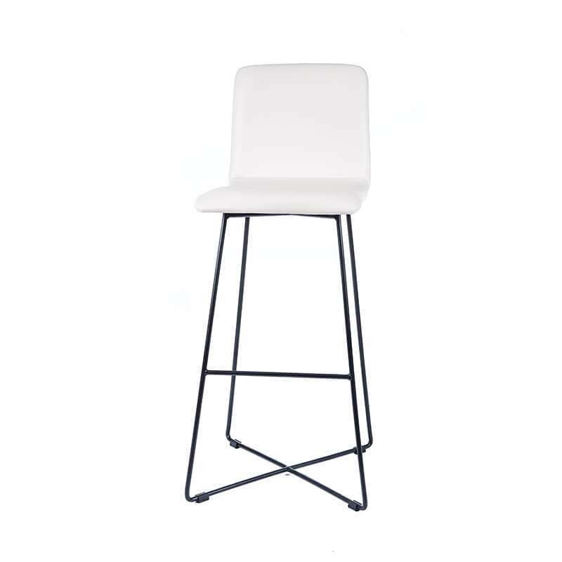 Tabouret haut design blanc avec pieds filaires en métal noir - Plaza