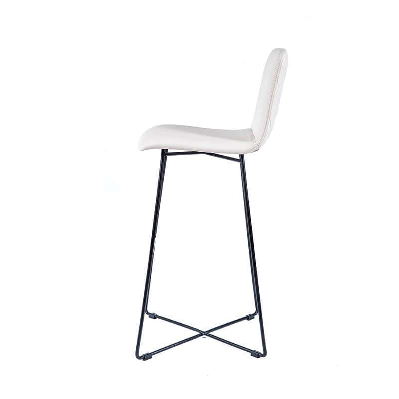 Tabouret blanc avec pieds filaires en métal noir - Plaza