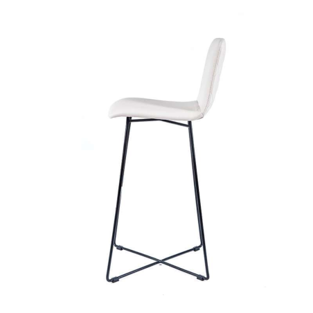Tabouret blanc avec pieds filaires en métal noir - Plaza