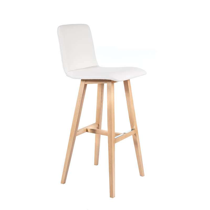 Tabouret de bar blanc avec pieds en bois naturel - Plaza