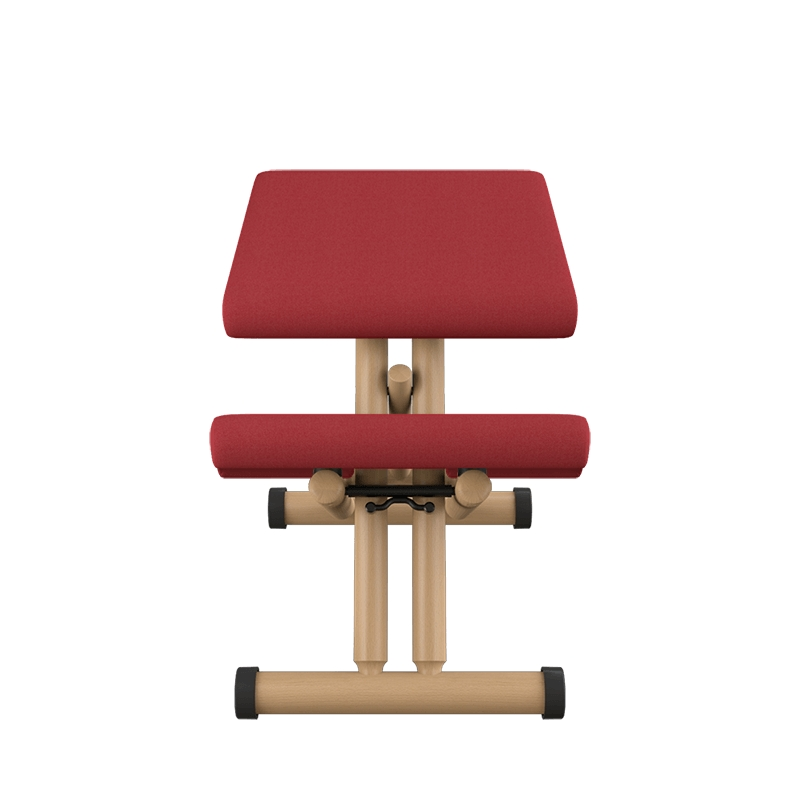 Siège ergonomique en tissu rouge et bois naturel - Multi Varier®