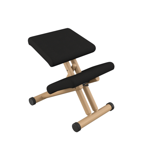 Siège de bureau ergonomique en tissu noir et bois naturel - Multi Varier®