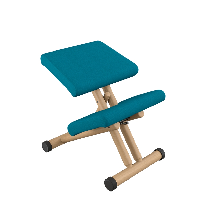 Siège de bureau ergonomique en tissu bleu et bois naturel - Multi Varier®