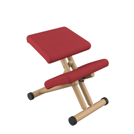 Chaise de bureau ergonomique en tissu rouge et bois naturel - Multi Varier®