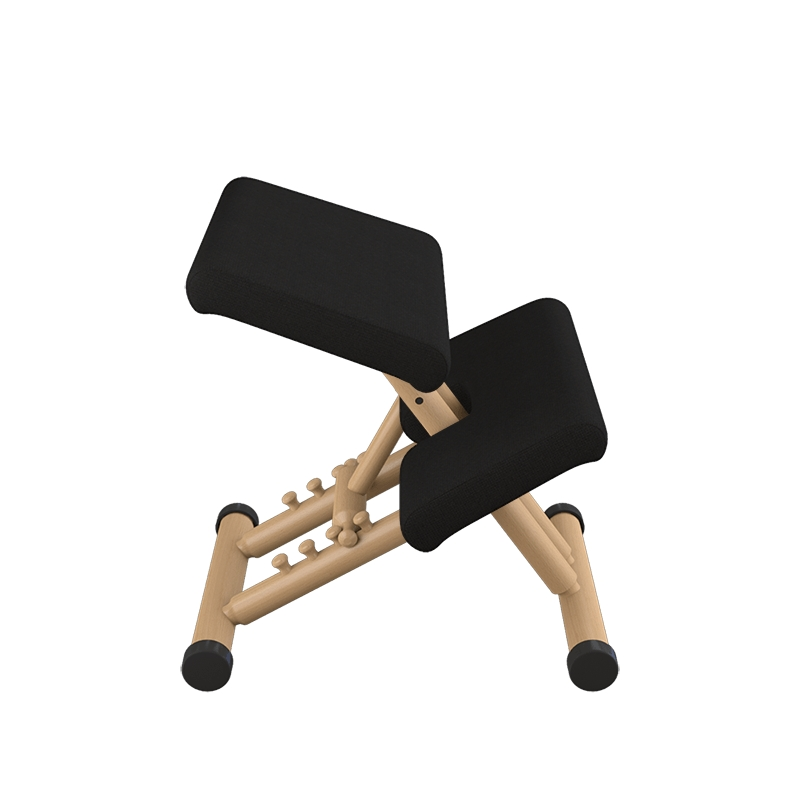 Siège ergonomique en tissu noir et bois naturel - Multi Varier®