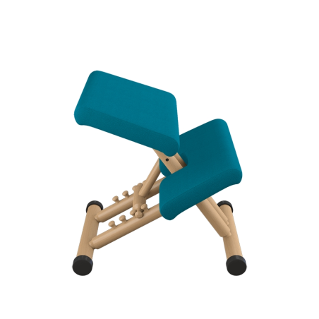 Chaise de bureau ergonomique en tissu bleu et bois naturel - Multi Varier®