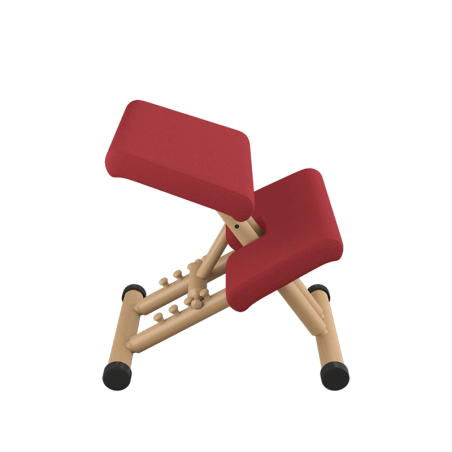 Siège de bureau ergonomique en tissu rouge et bois naturel - Multi Varier®