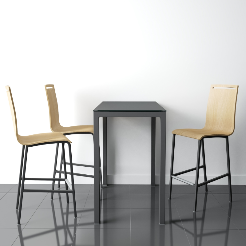 Tabouret snack en métal et bois - hauteur 65 cm - Nera