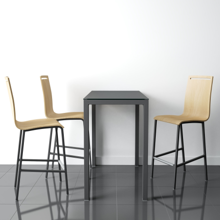 Tabouret snack en métal et bois - hauteur 65 cm - Nera