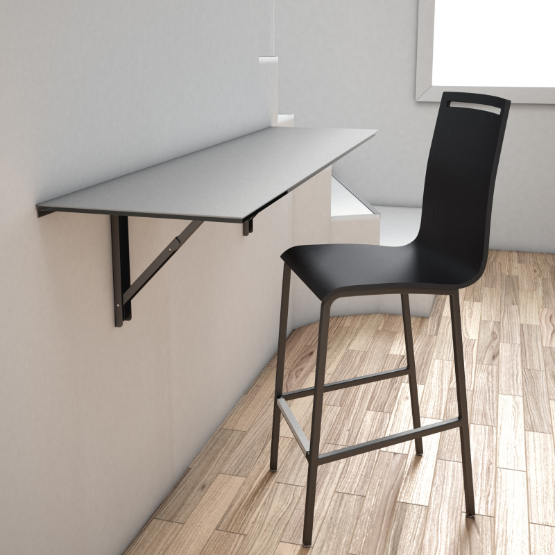 Tabouret snack en métal et bois - hauteur 65 cm - Nera