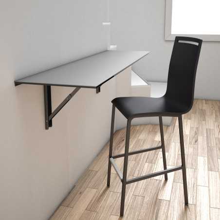 Tabouret snack en métal et bois - hauteur 65 cm - Nera