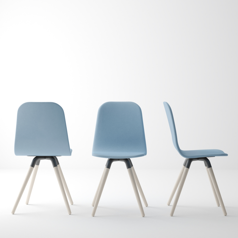 Chaise scandinave en synthétique et bois - Nuba