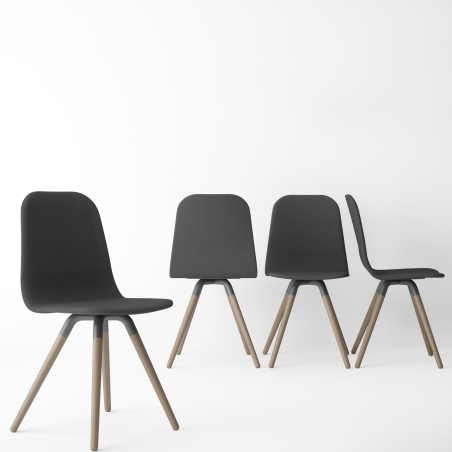 Chaise scandinave en synthétique et bois - Nuba