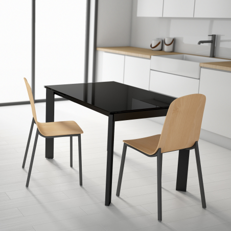 Table petit espace extensible en verre - Poker