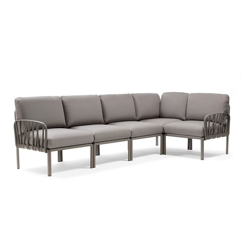 Canapé modulaire en tissu gris d'extérieur 5 places - Komodo