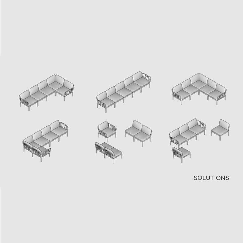 Canapé modulable de terrasse 5 places - Komodo