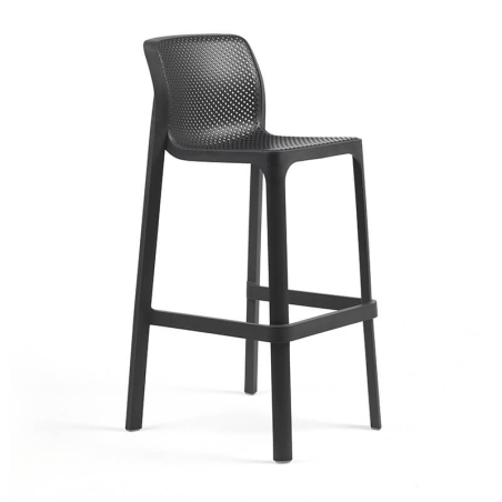 Tabouret de bar extérieur empilable en polypropylène anthracite - Net stool