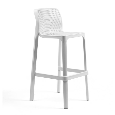 Tabouret de bar extérieur empilable en polypropylène blanc - Net stool