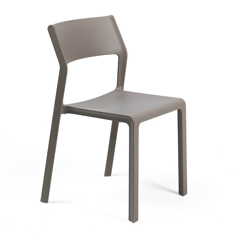 Chaise moderne en polypropylène taupe empilable - Trill bistrot