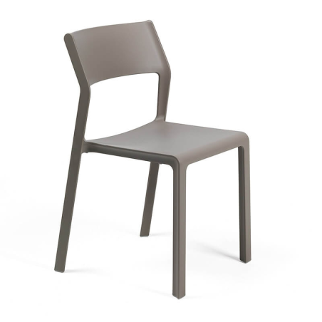 Chaise moderne en polypropylène taupe empilable - Trill bistrot