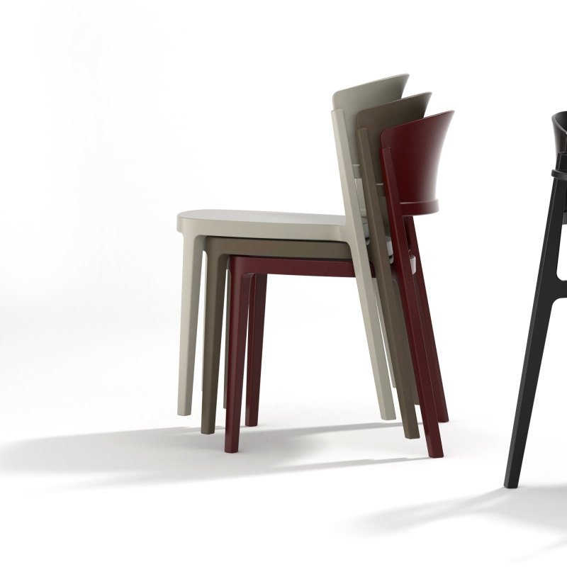 Chaise de terrasse moderne empilable en technopolymère bleu ciel - Abuela