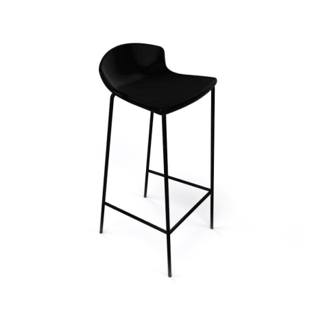 Tabouret empilable snack avec coque en polypropylène noire et pieds noirs - Easy