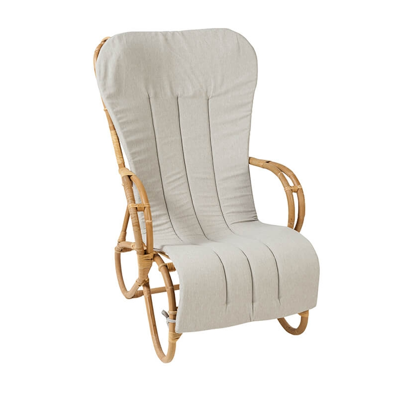 Fauteuil en rotin vintage avec coussin en tissu - Marlène