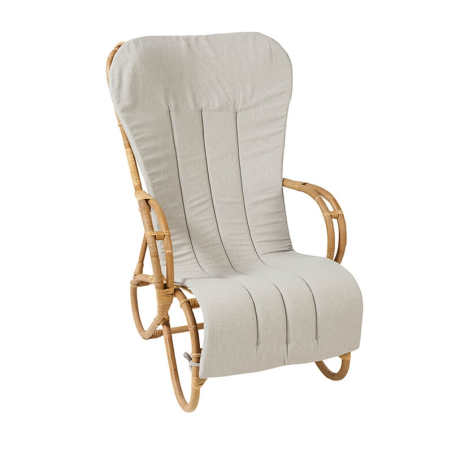 Fauteuil en rotin vintage avec coussin en tissu - Marlène