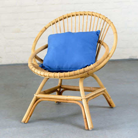 Fauteuil coquille en rotin avec coussin - Brigitte