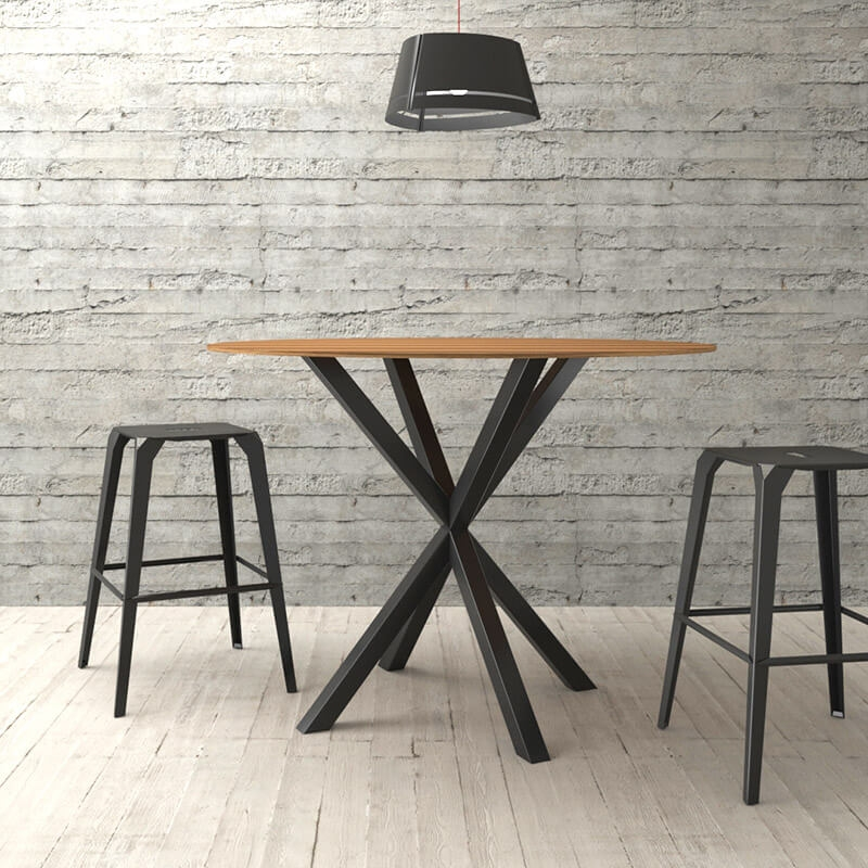 Pied de table central design métallique noir forme Mikado - Rosace