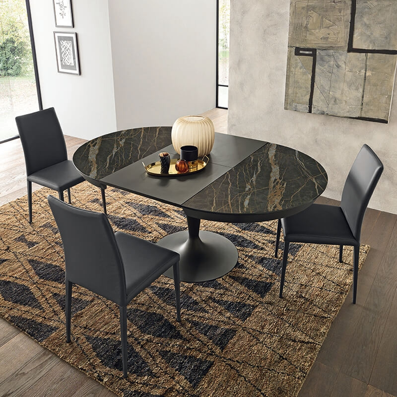 Table ronde en céramique extensible pied tulipe  - Sun