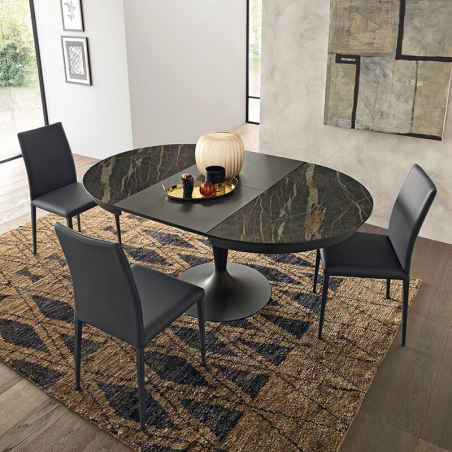 Table ronde en céramique extensible pied tulipe  - Sun