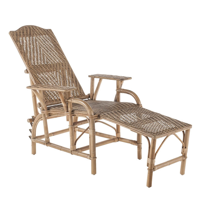 Chaise longue en rotin patiné - Grand mère