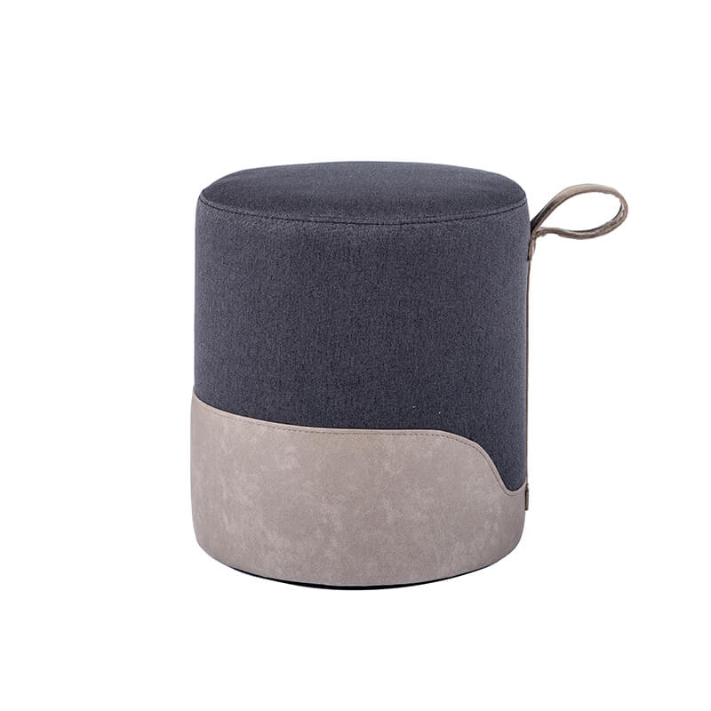 Pouf rond gris bicolore - Edith