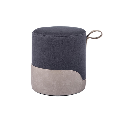 Pouf rond gris bicolore - Edith
