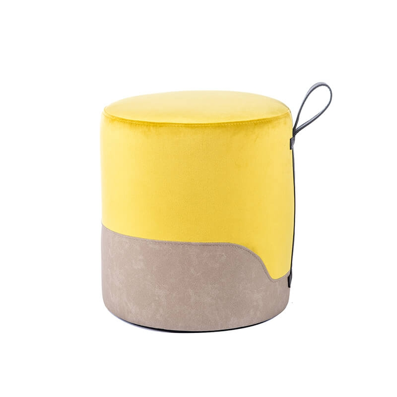 Pouf rond jaune bicolore - Edith