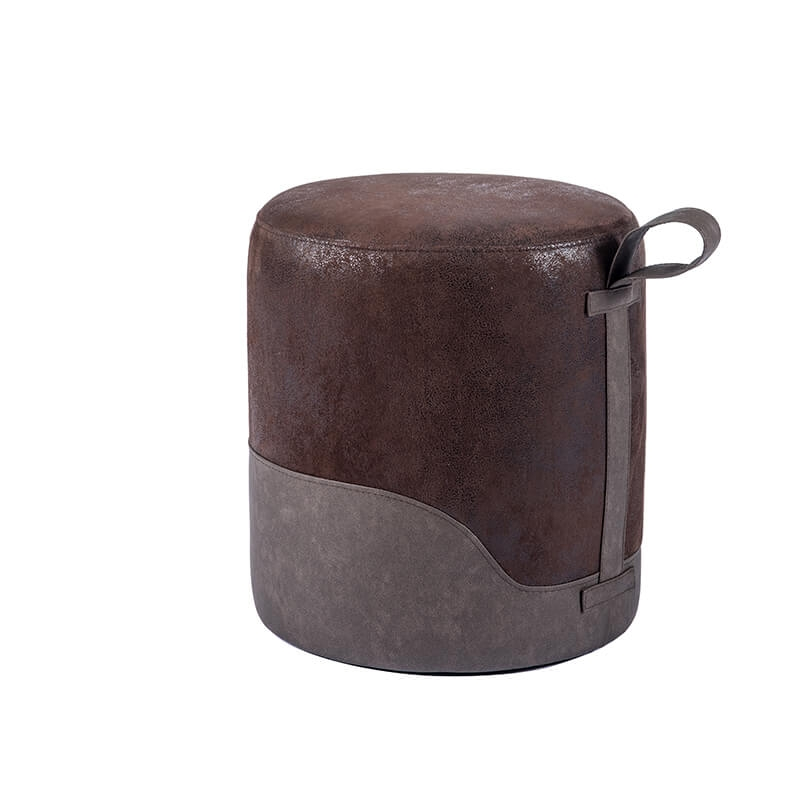 Pouf rond vintage bicolore - Edith