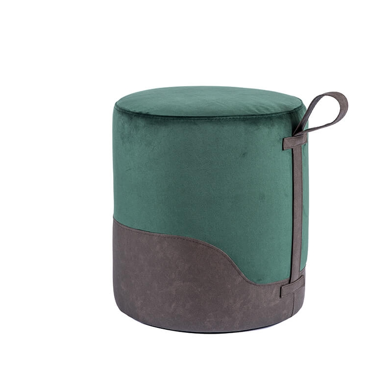 Pouf rond vert bicolore - Edith