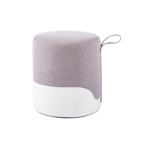 Pouf rond gris clair bicolore - Edith