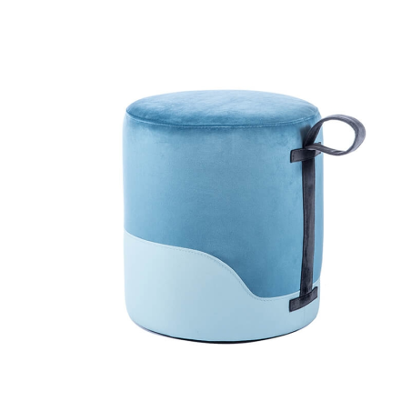 Pouf rond bleu bicolore - Edith
