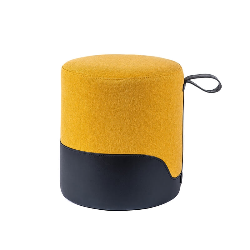 Pouf rond jaune bicolore - Edith