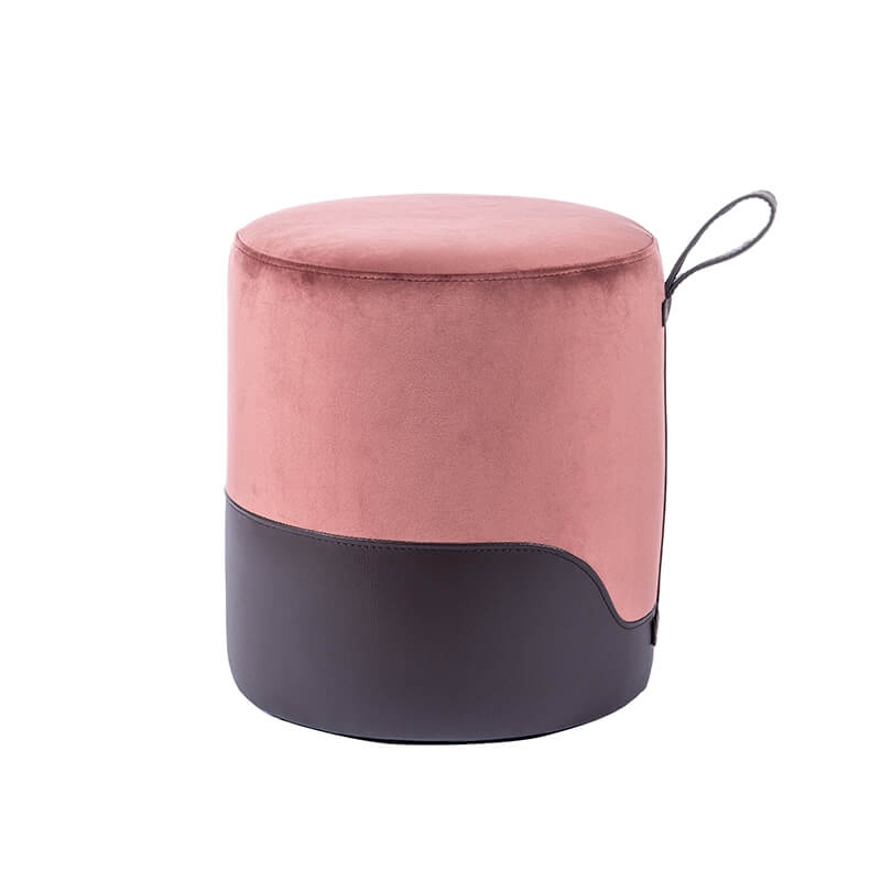 Pouf rond marron bicolore - Edith