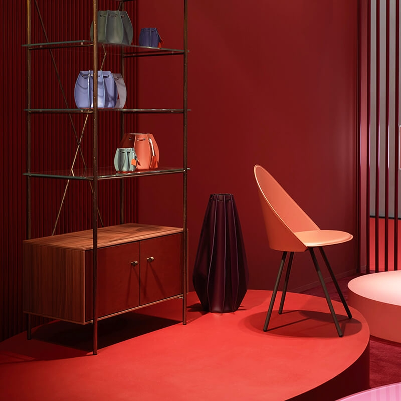 Chaise italienne vintage en croûte de cuir - Amika