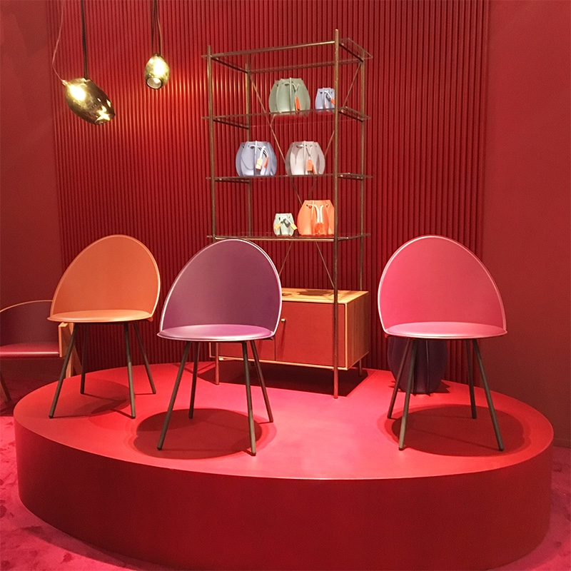 Chaise design italienne vintage en croûte de cuir - Amika