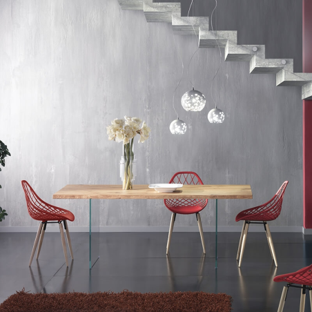 Table design rectangulaire en bois avec pieds en verre - Nemesi 13.05