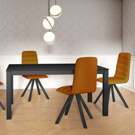 Table contemporaine extensible en céramique et métal - Kyoto