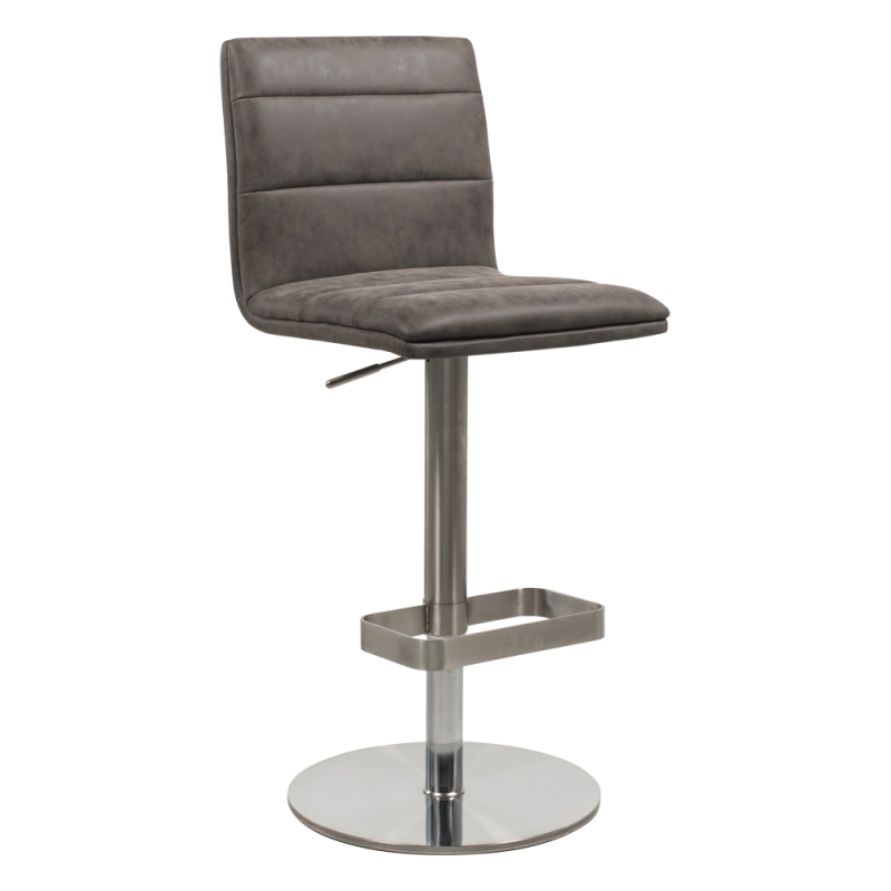 Tabouret réglable en hauteur pied métal et coque rembourrée grise - Nouméa