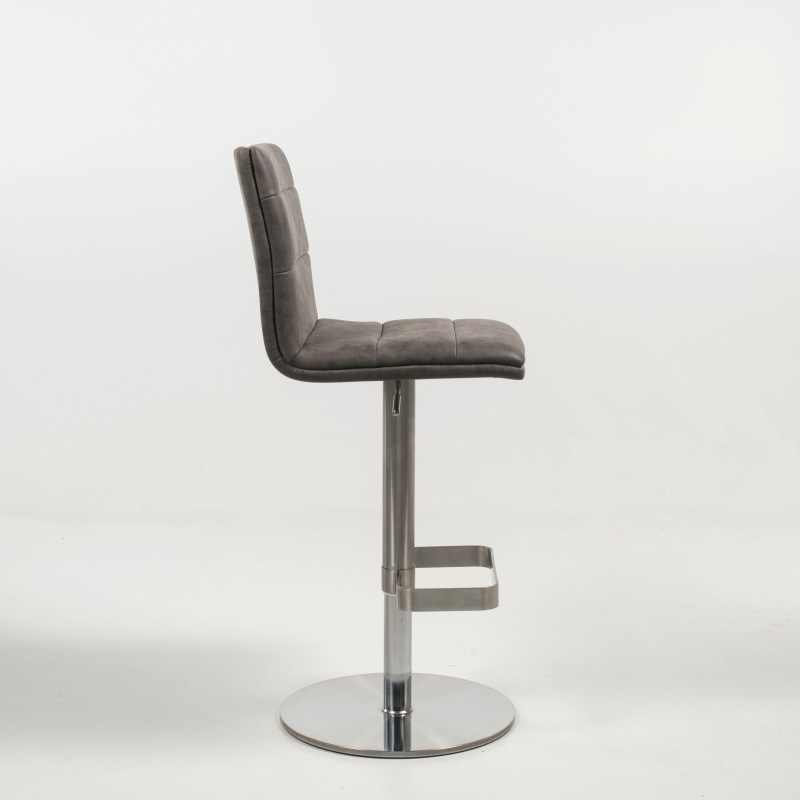 Tabouret réglable gris pied métal et coque rembourrée - Nouméa