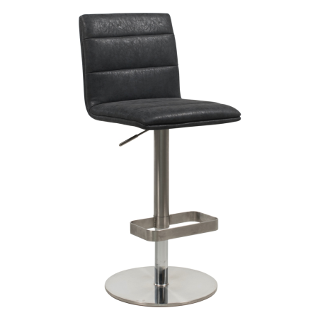 Tabouret réglable pied métal et coque rembourrée noire - Nouméa